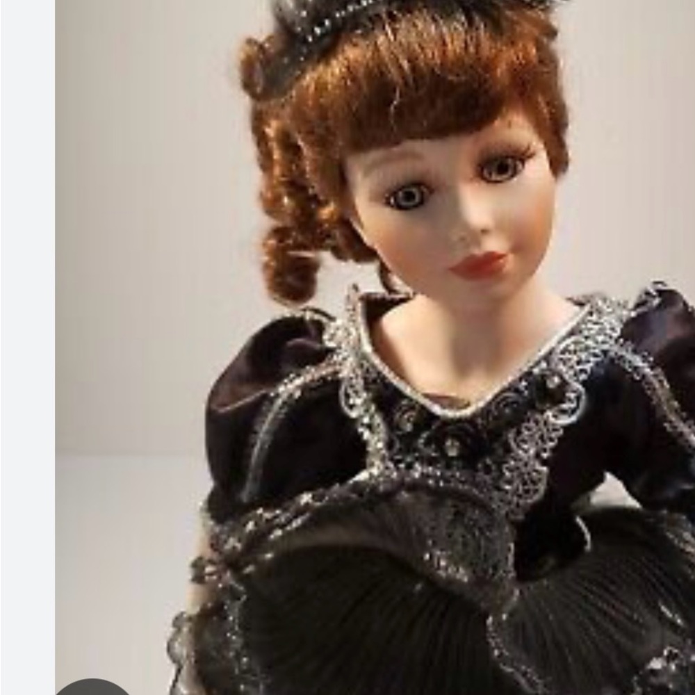 Elegant Black and Silver Porcelain ballerina Doll